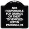 Signmission Not Responsible for Damage or Theft to Vehicles Left in Parking Lot Alum, 18" x 18", BW-1818-23543 A-DES-BW-1818-23543 - alternate 1